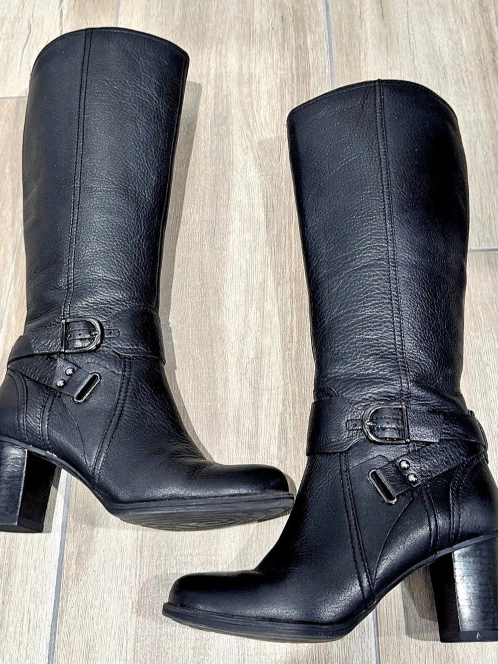Clarks Black Leather Heeled Tall Dress Boots US 7M